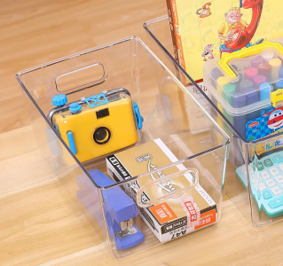 PET Transparent Desktop Storage Box Eco-friendly Sundries Organizer Student Stationery Storage Cosmetics Box