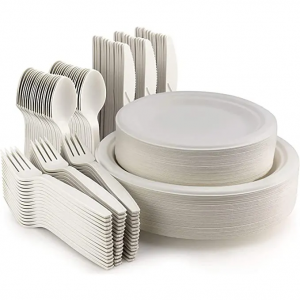 Disposable Biodegradable ODM Oill Proof Dinner Plates For Restaurant Sugarcane Bagasse Party Paper Plates Set